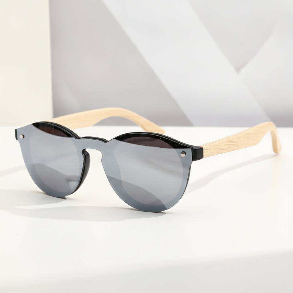 Black Plastic Frame Round UV400 PC Lens Color Film Vintage Fashion Retro Sunglasses for Men And Women, in White mercury