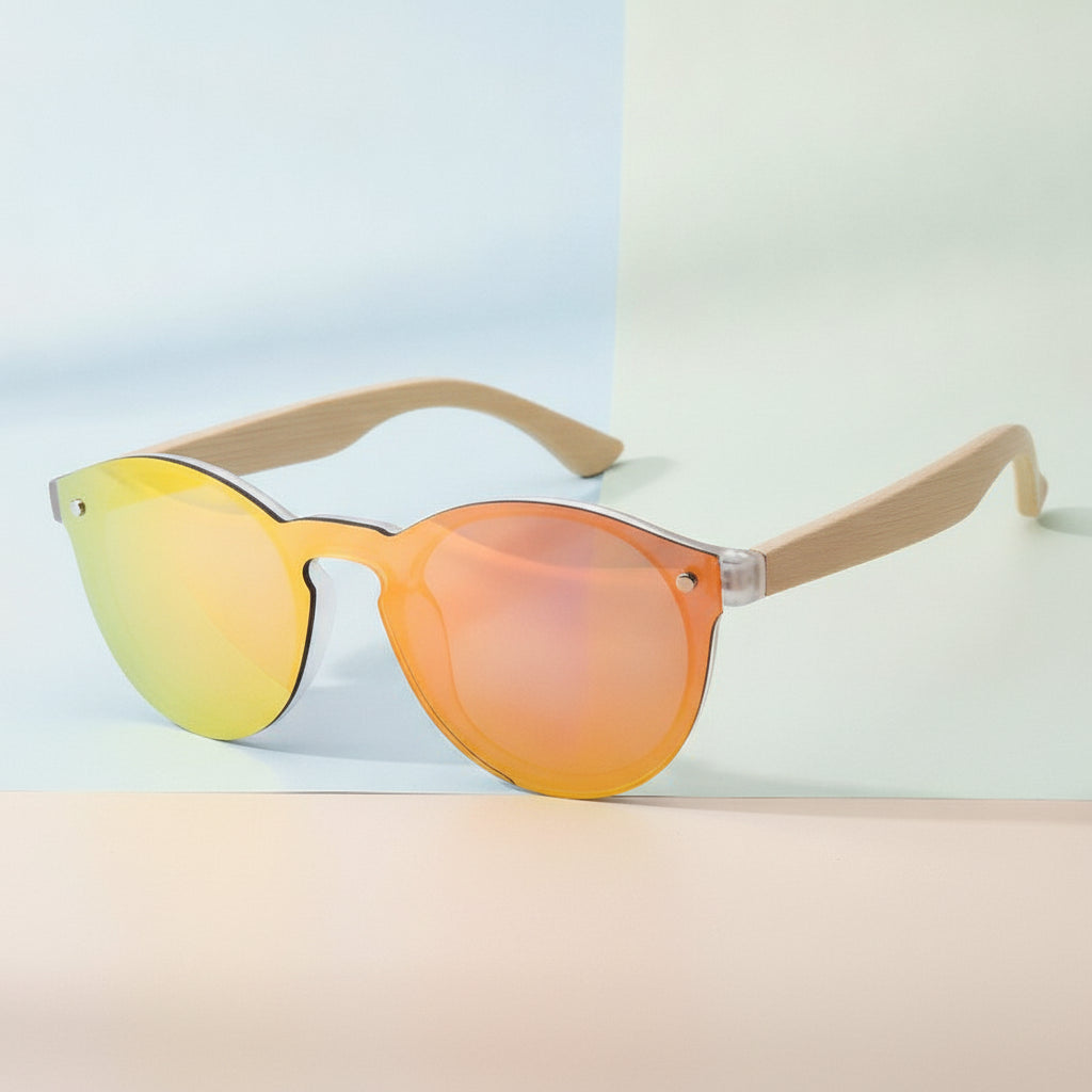 Black Plastic Frame Round UV400 PC Lens Color Film Vintage Fashion Retro Sunglasses for Men And Women, in Red mercury