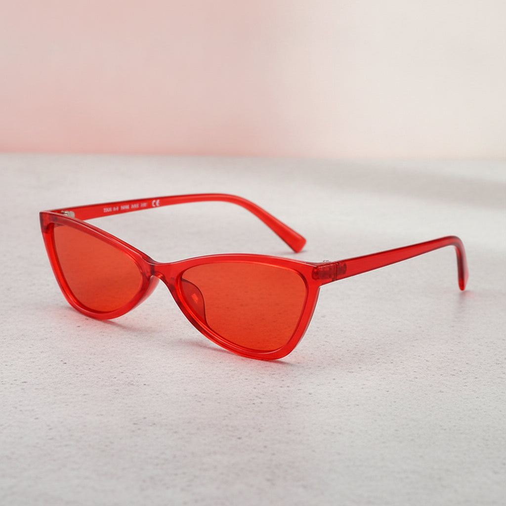 Chic Iconic Cat Eye Fashion Sunglasses with AC Lenses for Modern Everyday Style, in Red frame