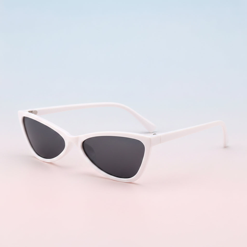 Chic Iconic Cat Eye Fashion Sunglasses with AC Lenses for Modern Everyday Style, in White frame gray piece