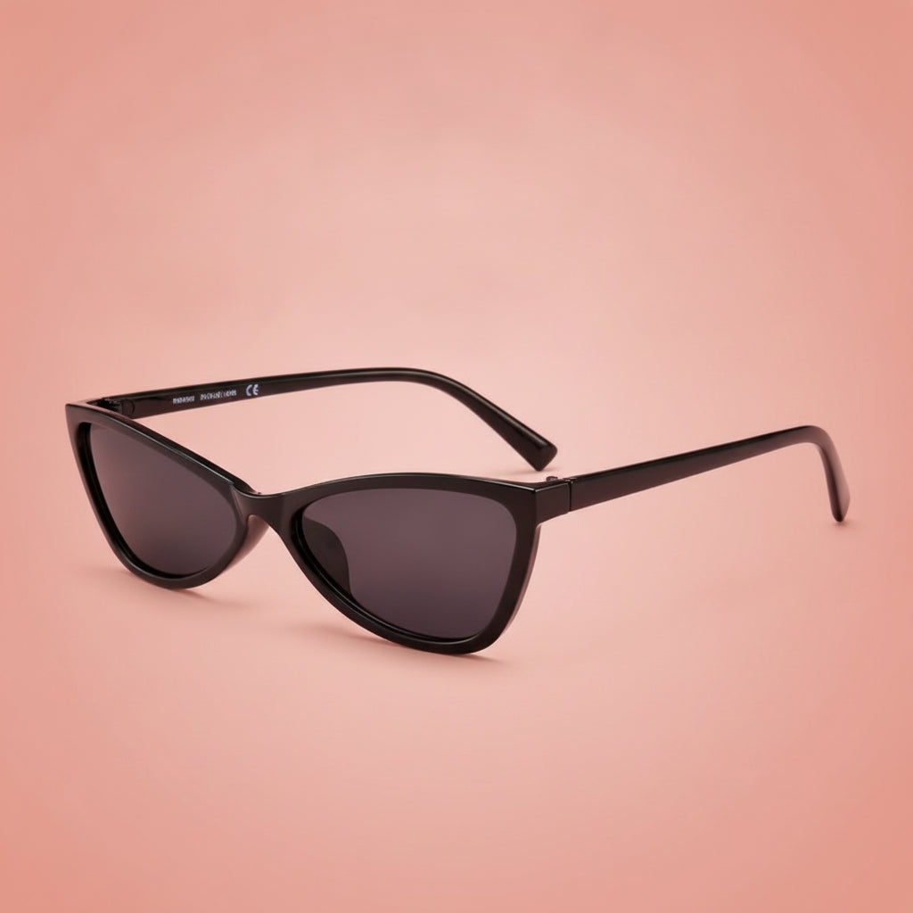 Chic Iconic Cat Eye Fashion Sunglasses with AC Lenses for Modern Everyday Style, in Black frame gray piece