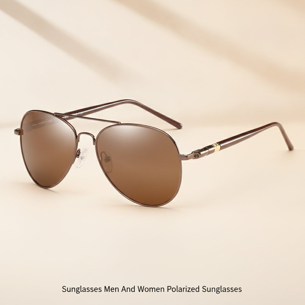 Silver Metal Frame Aviator Polarized Sunglasses with Gray Lens UV400 for Men And Women