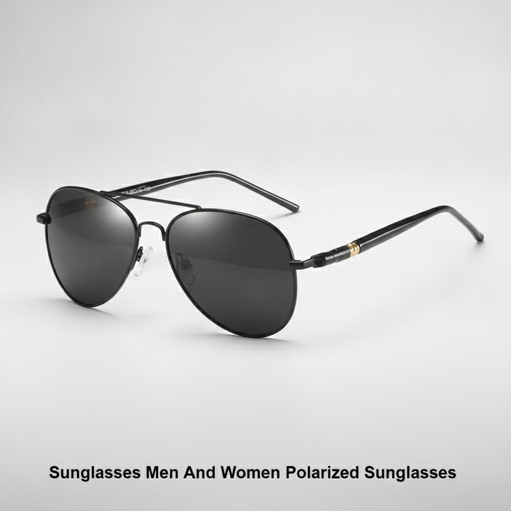 Silver Metal Frame Aviator Polarized Sunglasses with Lens UV400 for Men And Women, in Black black