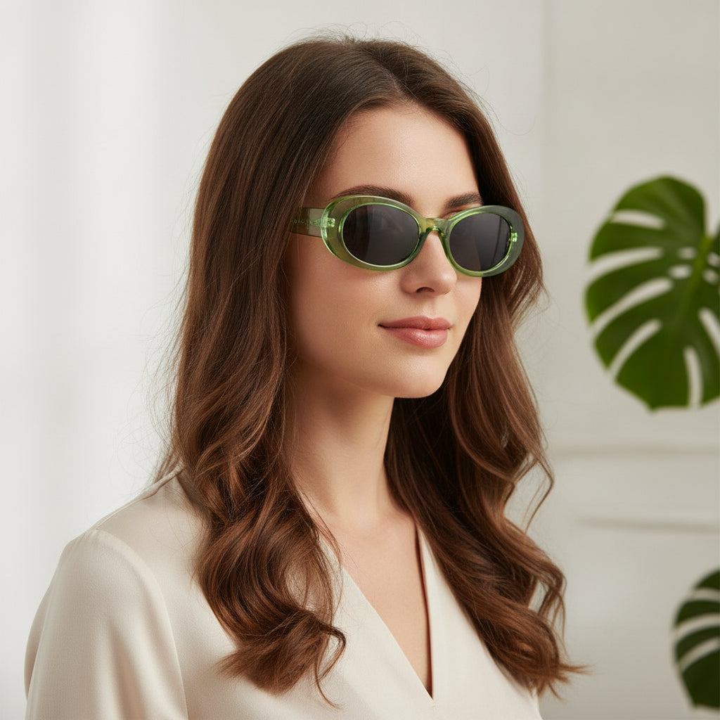 Fashionable Universal Oval Sunglasses Tortoiseshell Brown Jelly PC Frame UV400 Protection