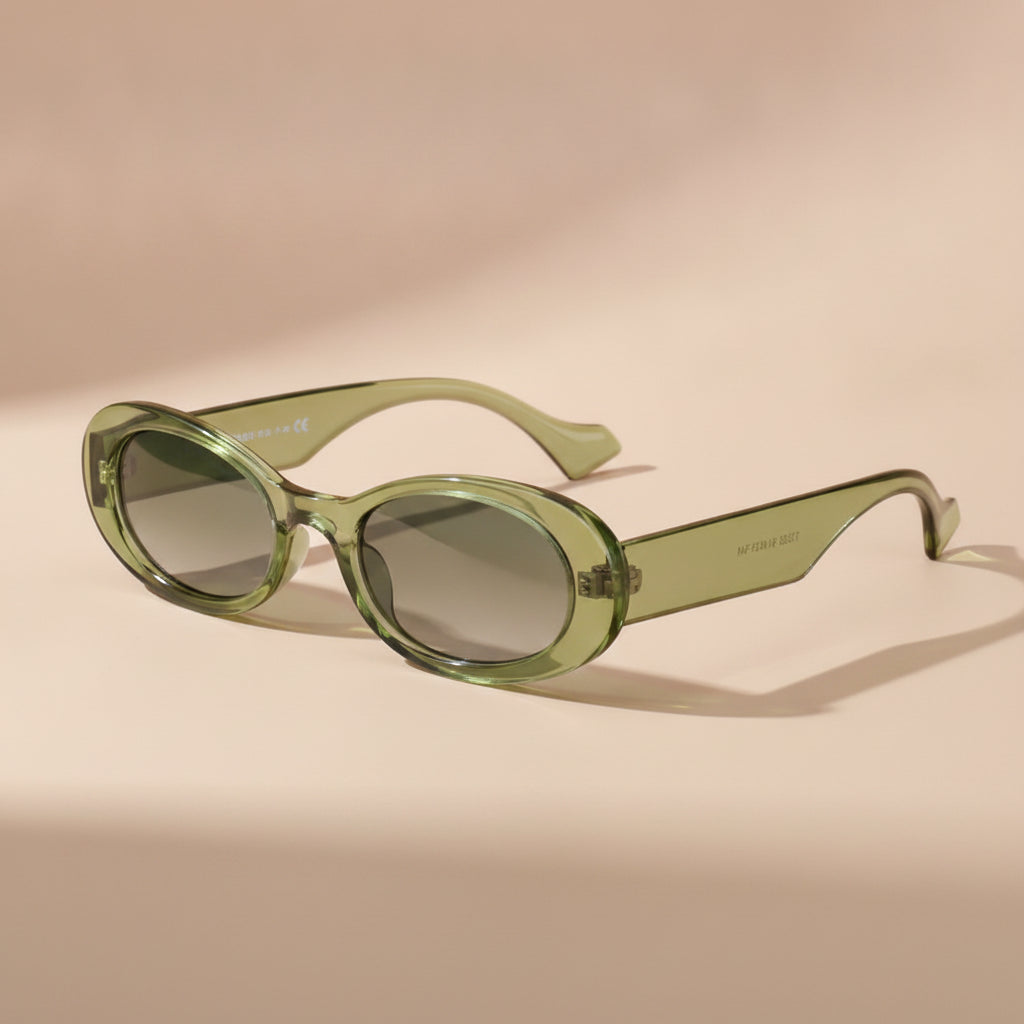Fashionable Universal Oval Sunglasses Jelly PC Frame UV400 Protection, in Translucent Green / Green Gradient