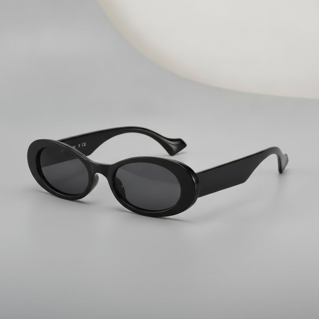 Fashionable Universal Oval Sunglasses Jelly PC Frame UV400 Protection, in Black / Smoke