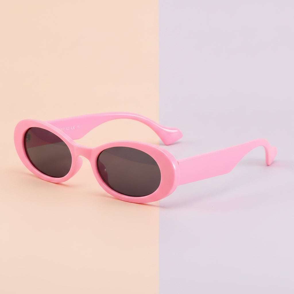 Fashionable Universal Oval Sunglasses Jelly PC Frame UV400 Protection, in Pink / Smoke