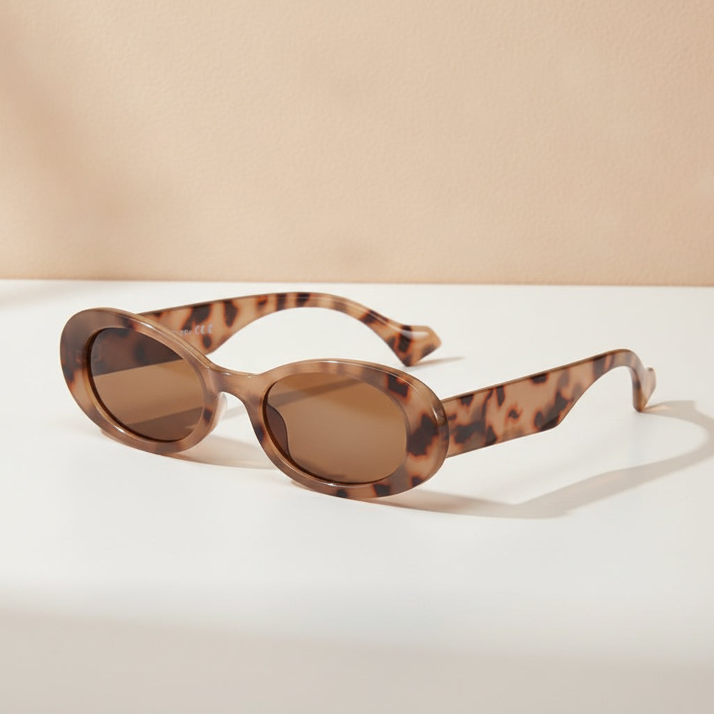 Fashionable Universal Oval Sunglasses Tortoiseshell Brown Jelly PC Frame UV400 Protection, in Tortoise / Brown