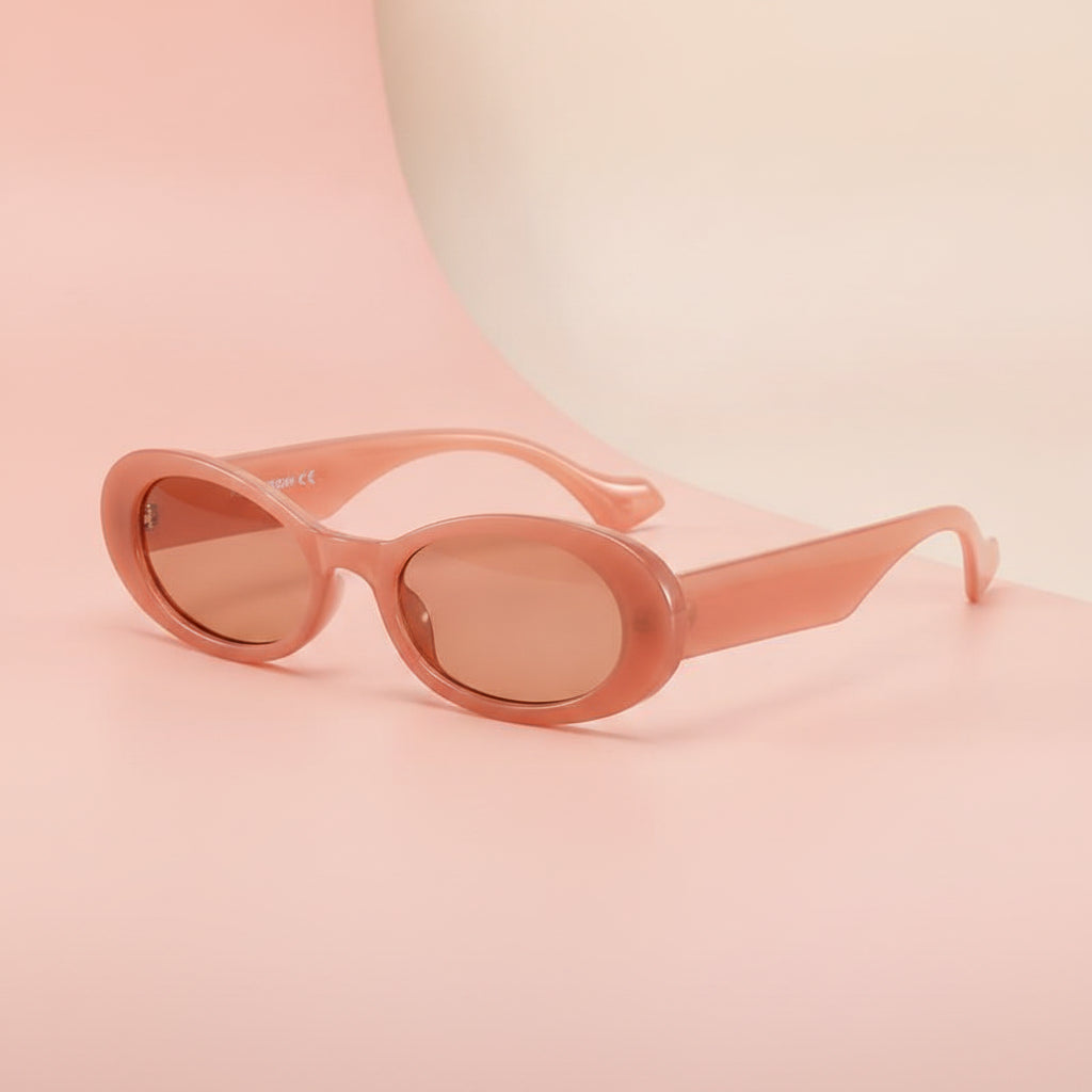 Fashionable Universal Oval Sunglasses Tortoiseshell Brown Jelly PC Frame UV400 Protection, in Blush / Brown