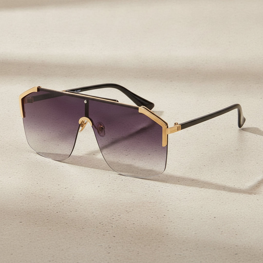 metal frame Rectangular Sunglasses for Women, in Gradient black