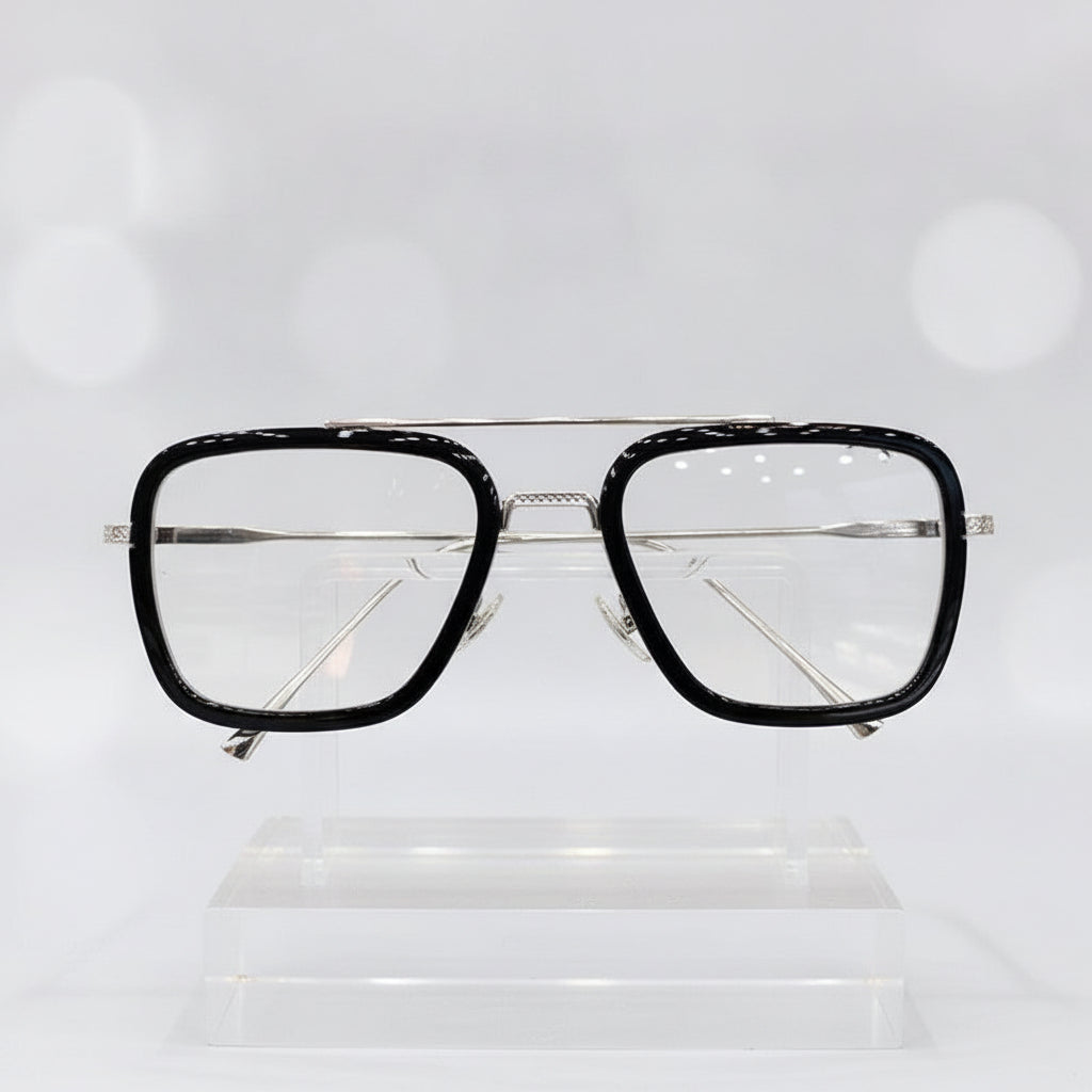Retro Square Oversized Sunglasses for Men and Women with UV400 Protection PC Lenses Metal Frame, in A silver
