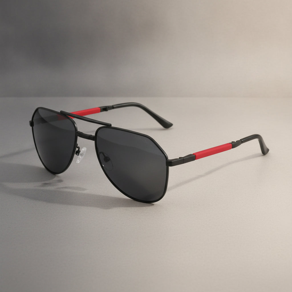 Polarized TAC Lens Folding Aviator Black Mirrored Sunglasses for Male Drivers and Women