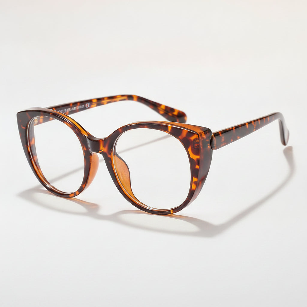 Cat Eye Sunglasses Black Oversized UV400 PC Frame Lenses for Men and Women, in Tortoise / Clear