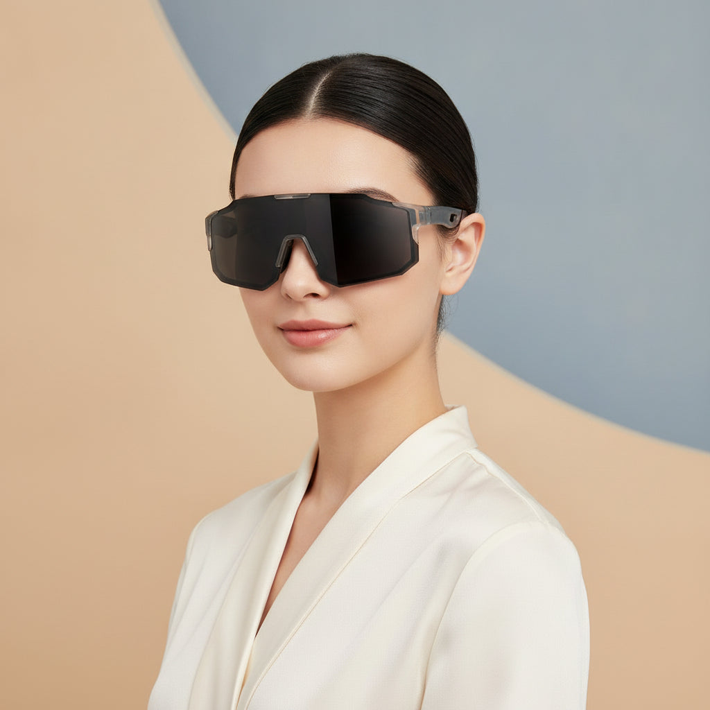 Black Round Oversized Polycarbonate Polarized Sunglasses for Sun Protection Fishing Outdoor Sports Cycling Driving