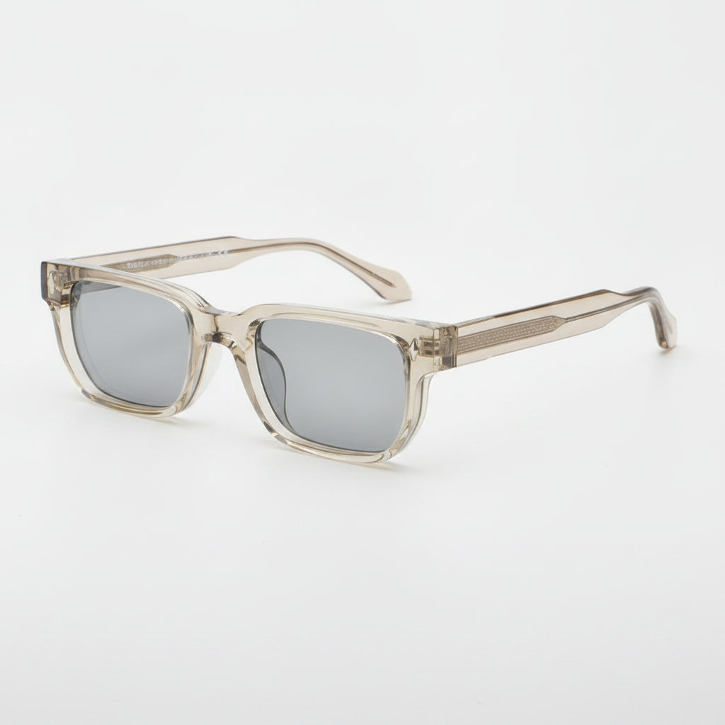 Rectangular Sunglasses UV380 Protective PC Lens PC+CP Frame For Men, in Champagne / Smoke