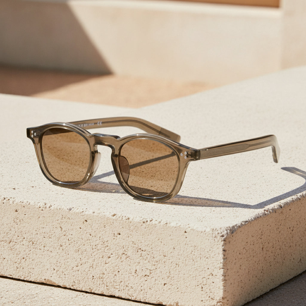 Vintage Fashion Advanced Rectangular Clear Frame Sunglasses for Street Shooting
