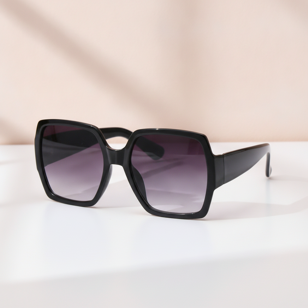 Oversized Square Glitter Retro Sunglasses with Blue Lenses, in 6style