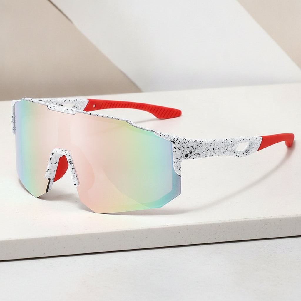 Round Oversized Polycarbonate Polarized Sunglasses for Sun Protection Fishing Outdoor Sports Cycling Driving, in White Frame