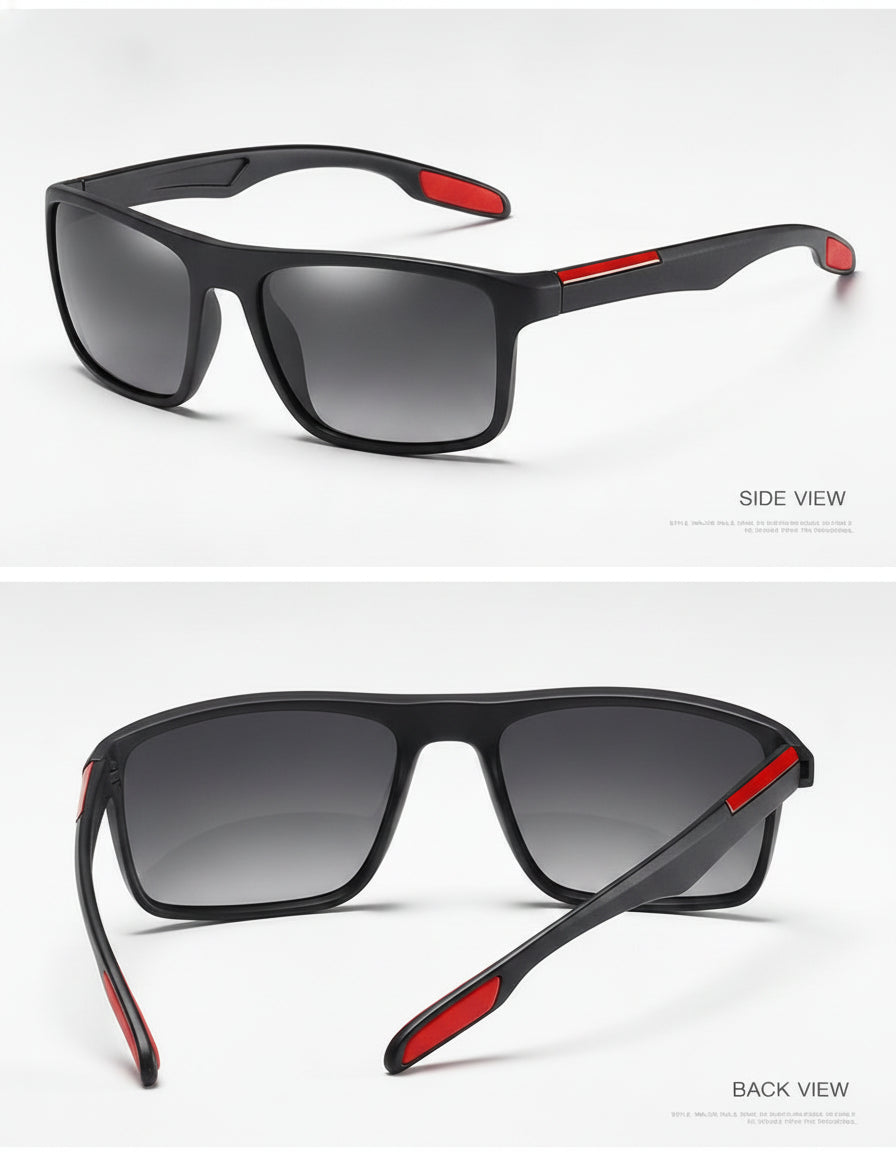 Men's Black Polarized Rectangular Sunglasses TAC Lenses UV400 TR90 Frame Sports Driving Outdoor, in Sand black