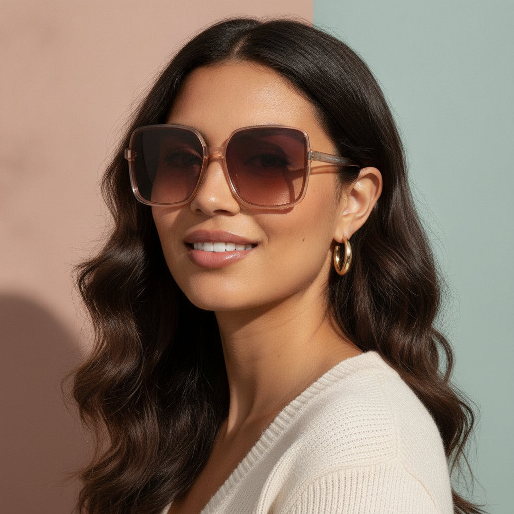 Brown Tortoiseshell Oversized Rectangular Rice Nail Sunglasses