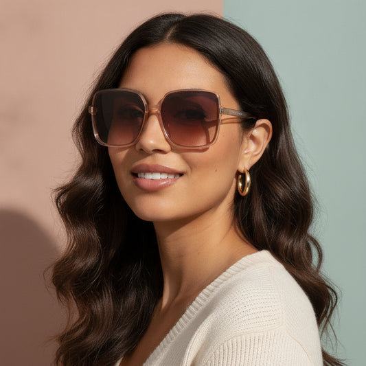 Brown Tortoiseshell Oversized Rectangular Rice Nail Sunglasses