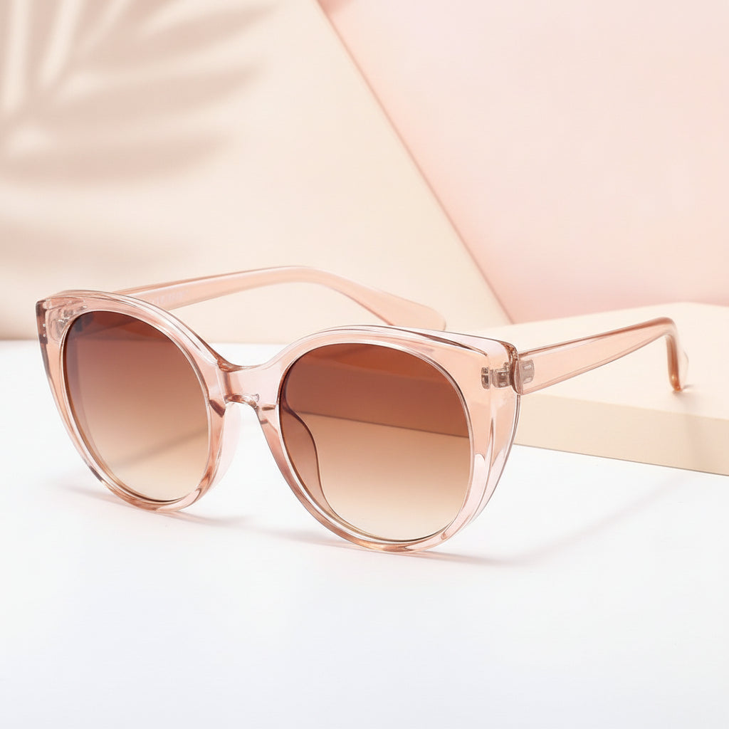 Cat Eye Sunglasses Black Oversized UV400 PC Frame Gradient Lenses for Men and Women, in Rose / Brown Gradient