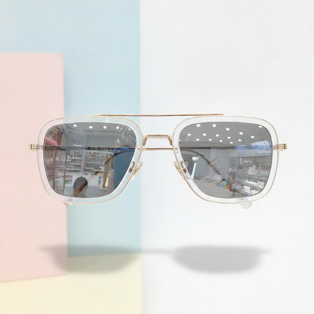 Retro Square Oversized Sunglasses for Men and Women with UV400 Protection PC Lenses Metal Frame, in Silver