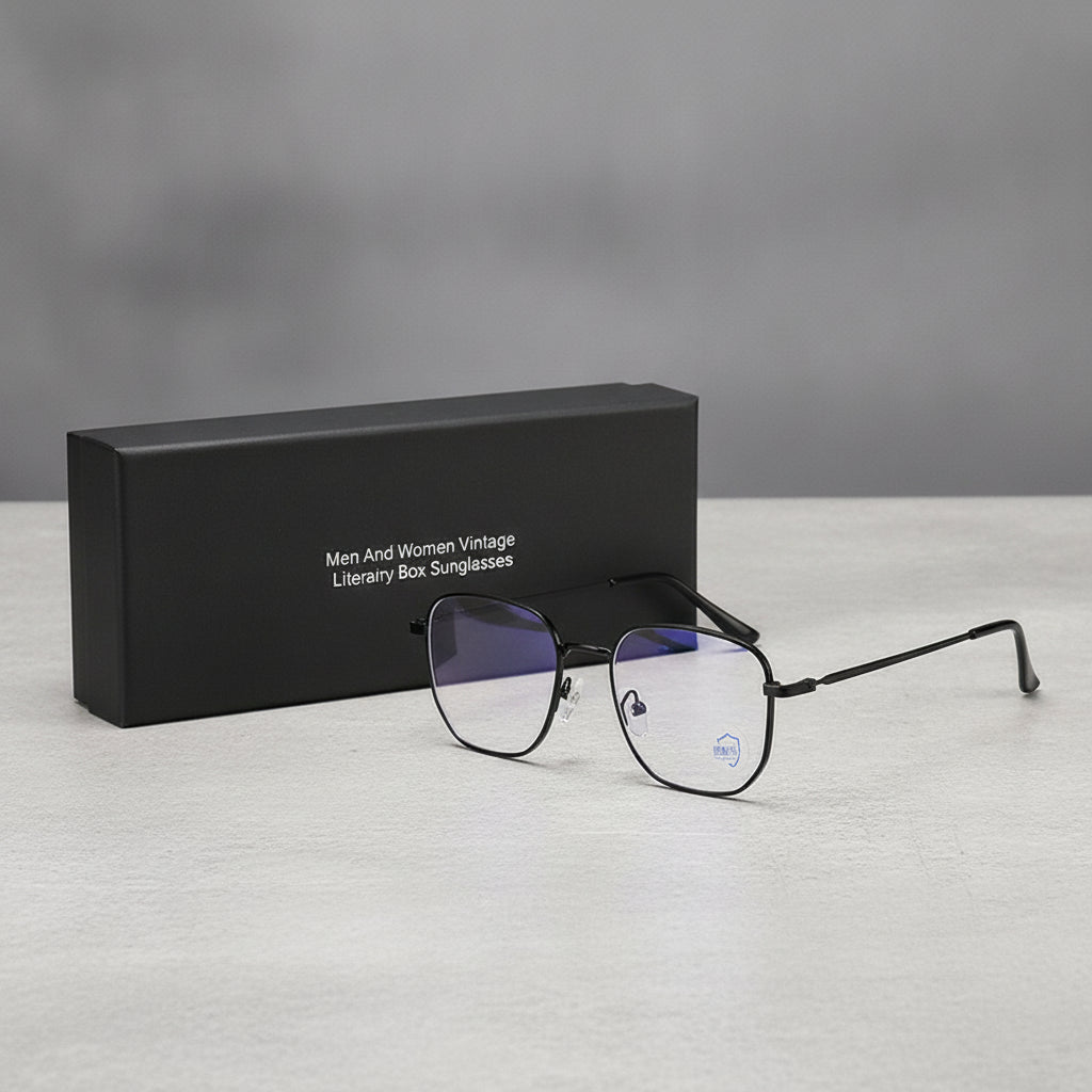 Men Women Rectangle Sunglasses UV400 Alloy PC Square Design Vintage Minimalist, in Black-Style2525