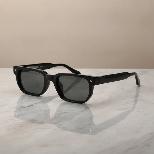 Rectangular Sunglasses UV380 Protective PC Lens PC+CP Frame For Men, in Black / Smoke