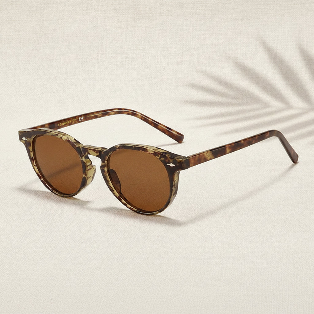 Unisex Round Retro Plastic Polarized UV Protection Sunglasses with CAP Hinge for Driving Outdoor Sports, in Tortoise Frame