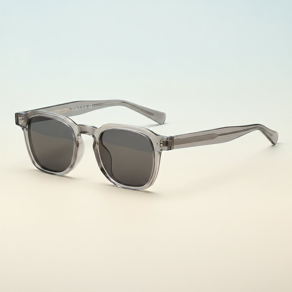Rectangular TR90 Retro Sunglasses UV400 Protection for Men and Women Outdoor Daily Wear, in Translucent Gray Frame