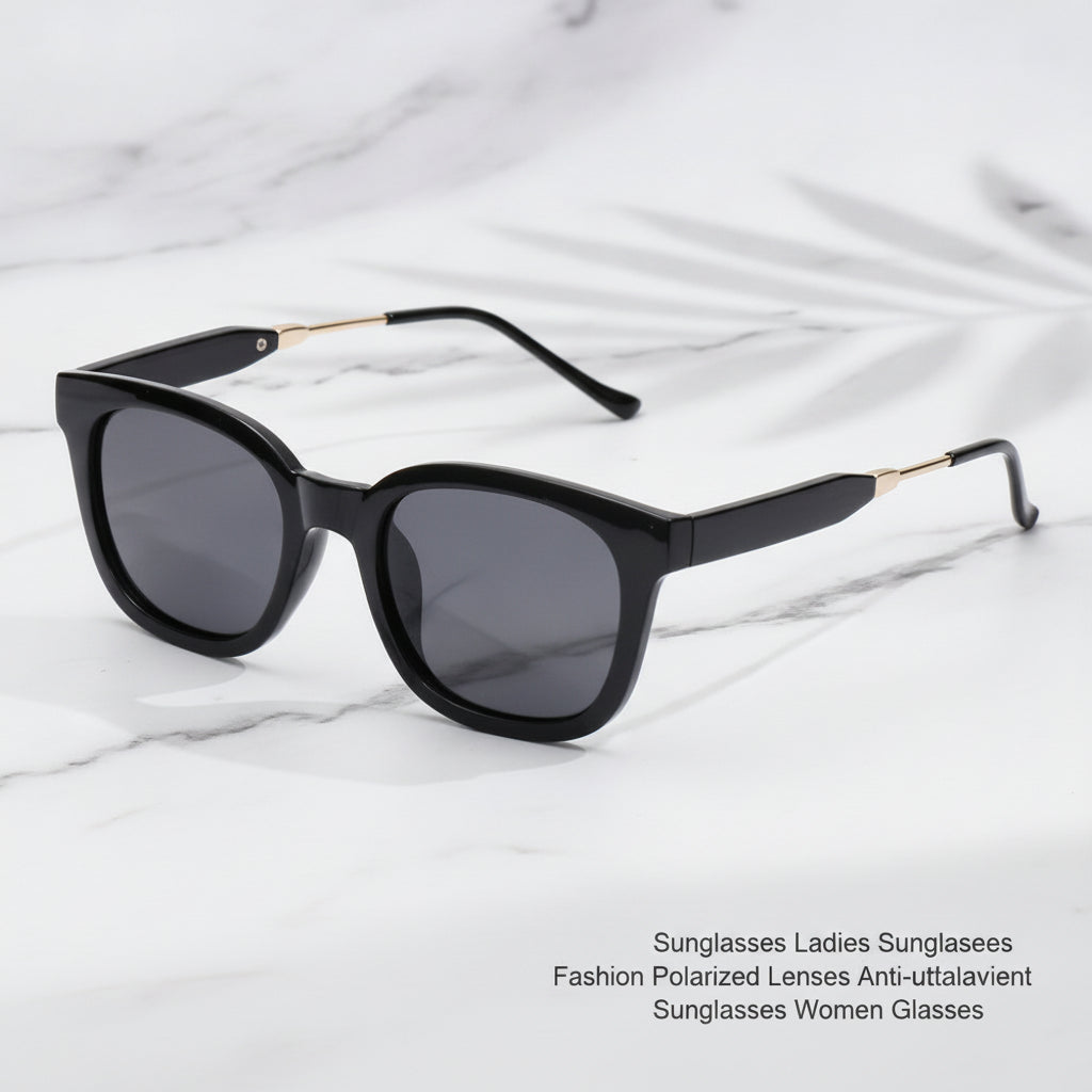 Women's Black Wayfarer Fashion Polarized TAC Lens Metal PC Frame Sunglasses