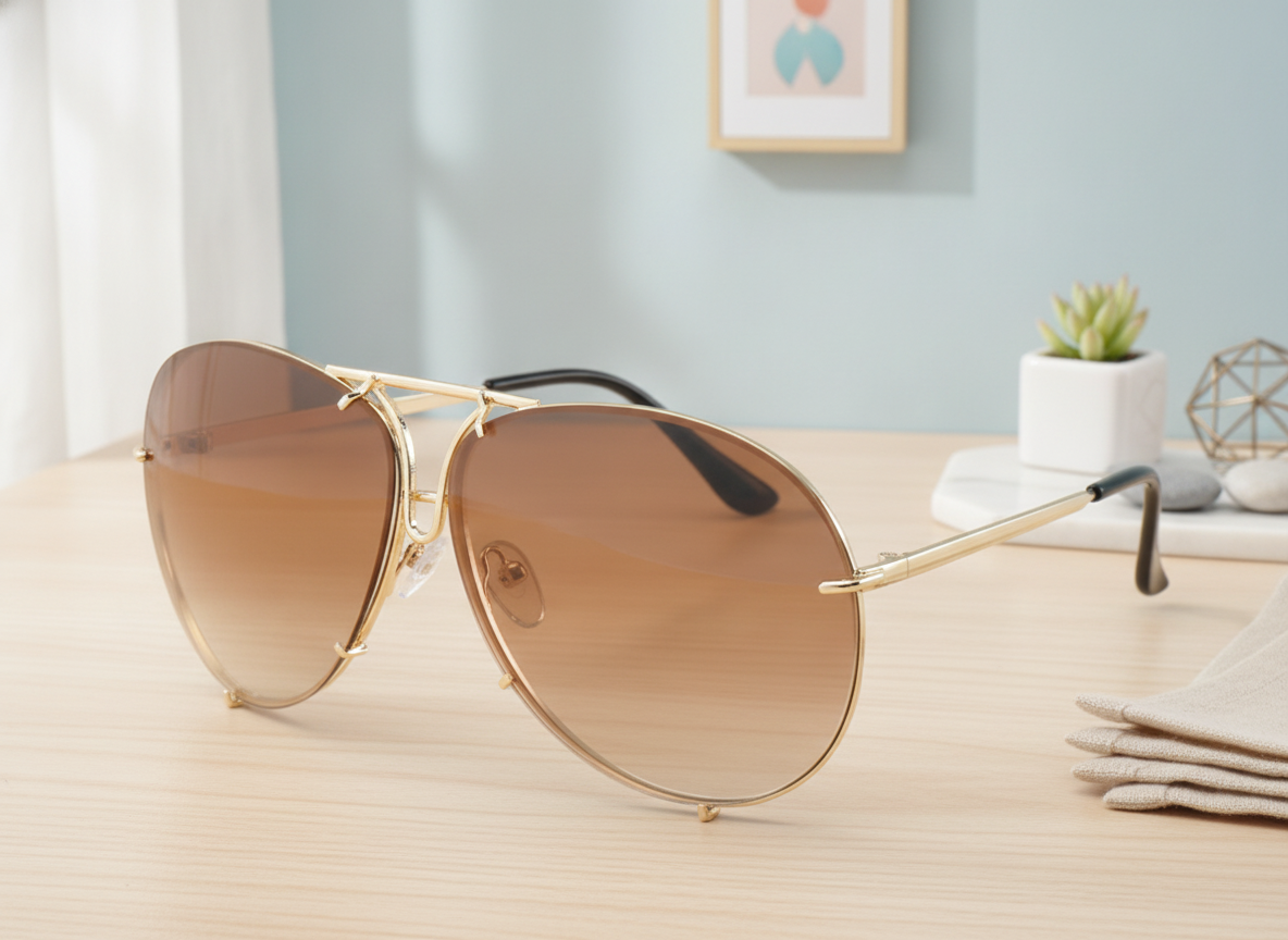 Aviator Oversized Metal Frame UV400 PC Lens Mirrored Sunglasses For Men And Women, in Double tea