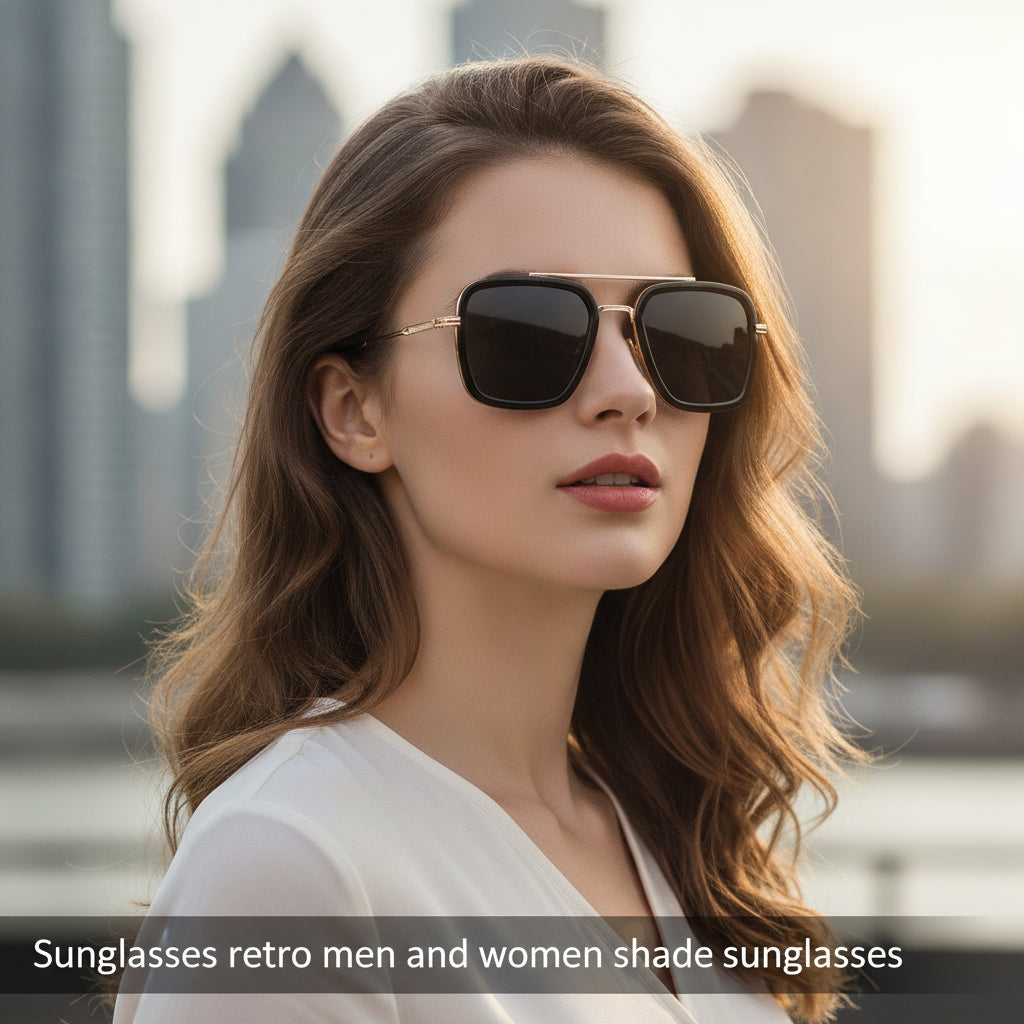 Retro Square Oversized Sunglasses for Men and Women with UV400 Protection PC Lenses Metal Frame