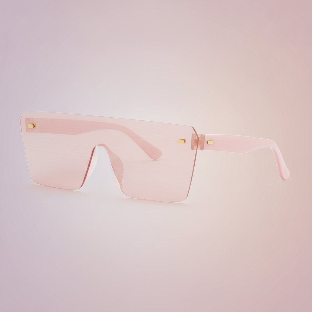 Frameless Oversized Rectangular Black Polarized Sunglasses UV400 AC PC for Universal Fashion