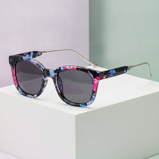 Women's Wayfarer Fashion Polarized TAC Lens Metal PC Frame Sunglasses, in Floral