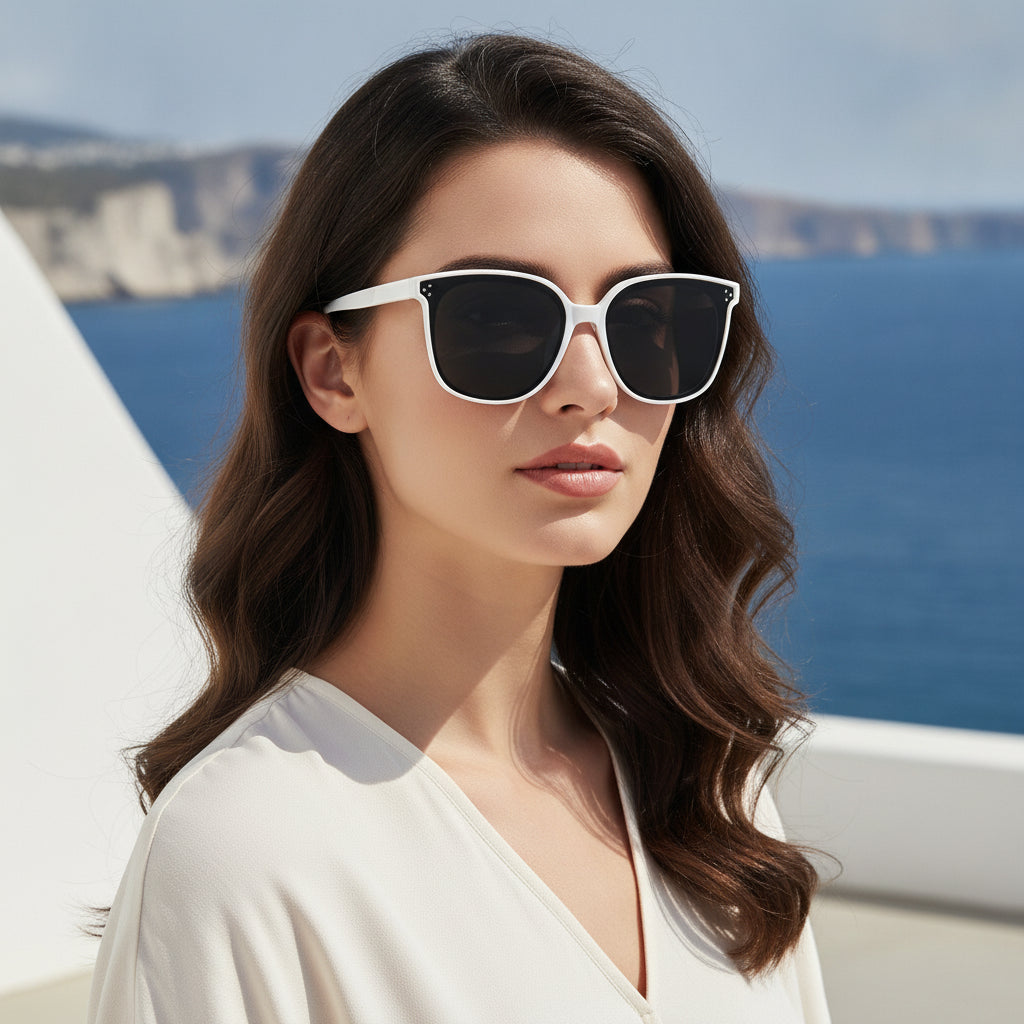 Oversized Black Cat Eye Sunglasses for Men and Women with UV Protective PC Lenses