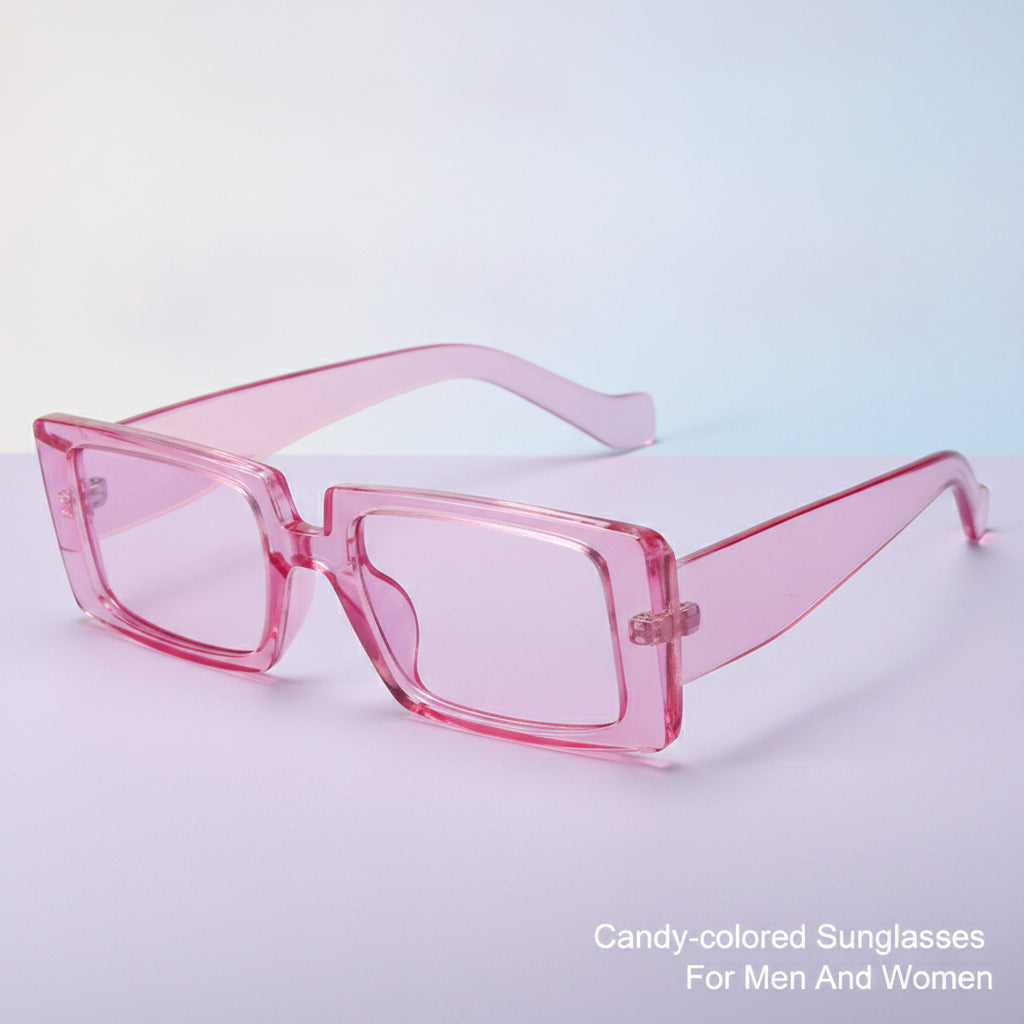 Rectangular Plastic Frame PC Lens Sunglasses Candy-colored Fashion For Men And Women, in Purple