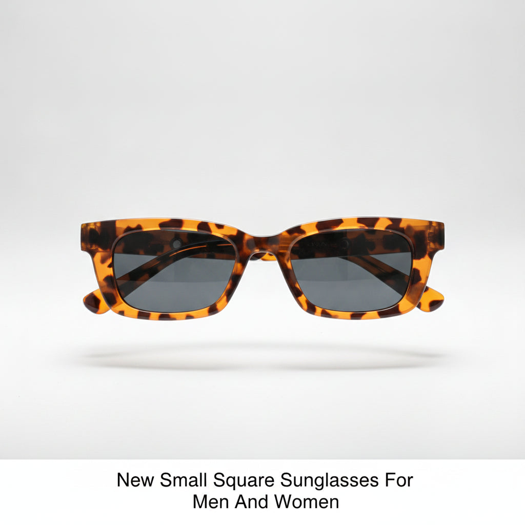 Small Rectangular Sunglasses UV400 Resin Lenses PC Frame for Men and Women, in Coffee