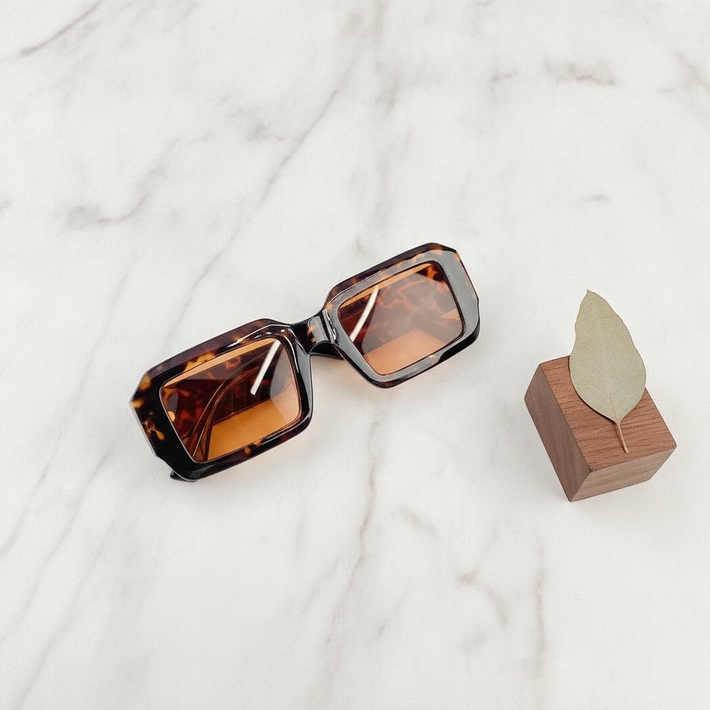 Rectangular Oversized PC Sunglasses Unisex Fashion Outdoor Sports, in Hawksbill Box Dried