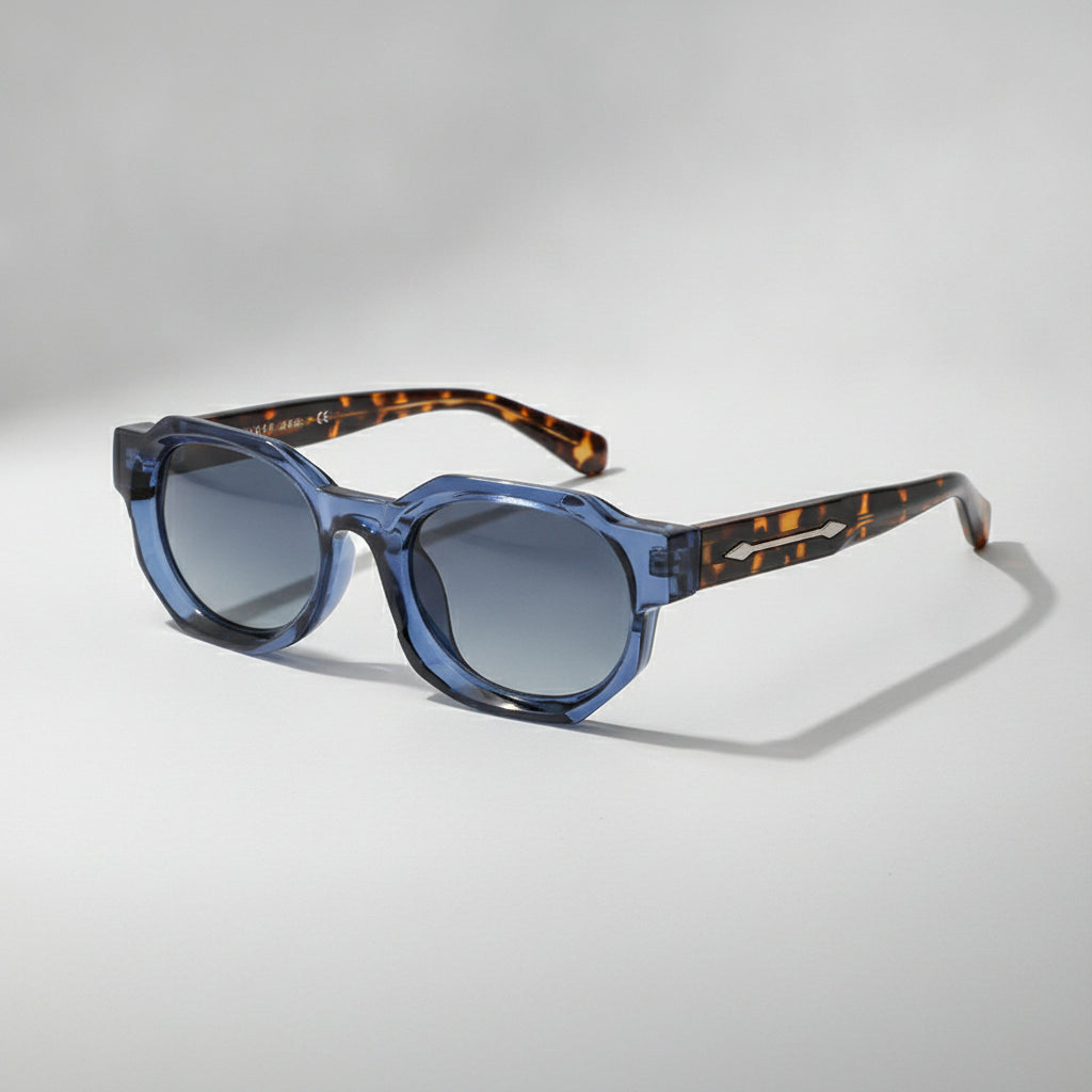 Unisex Oversized Square Full Frame PC Sunglasses UV380 for Driving, in Blue / Smoke Gradient