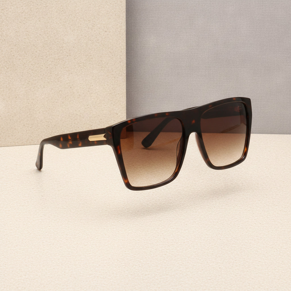 Oversized Rectangular Black Gradient Sunglasses with AC Lenses PC Frames for Personalized Fashion Travel
