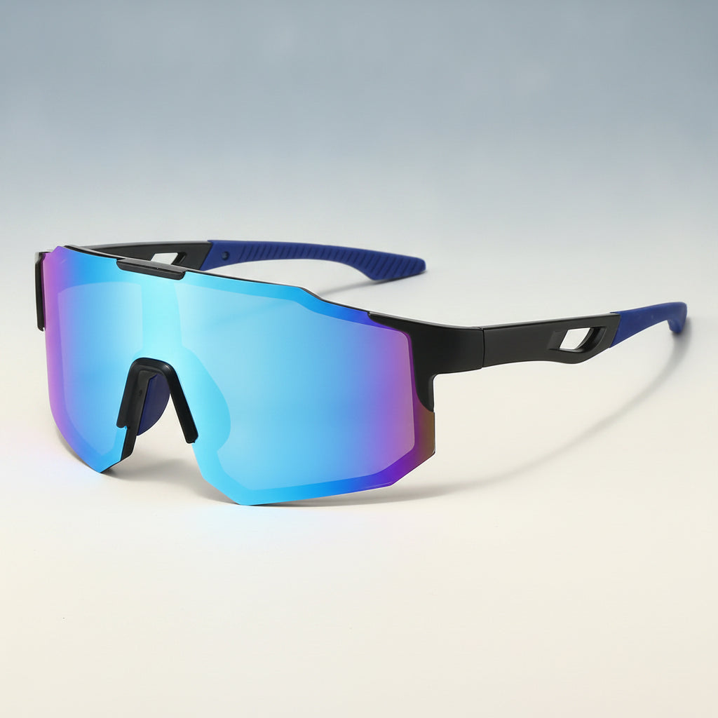 Black Round Oversized Polycarbonate Polarized Sunglasses for Sun Protection Fishing Outdoor Sports Cycling Driving, in Black