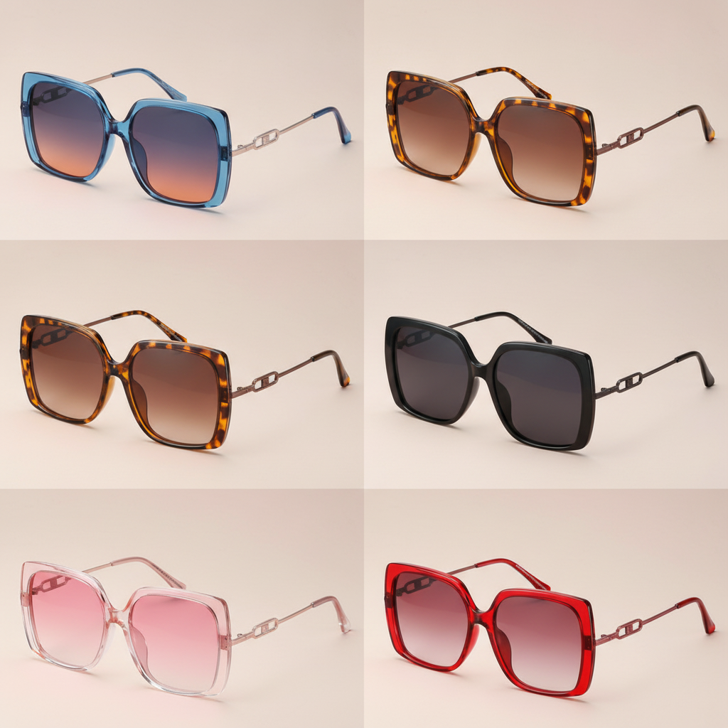 Polarized Square Oversized Sunglasses For Women Black PC Frame AC Lens Driving Fashion Travel