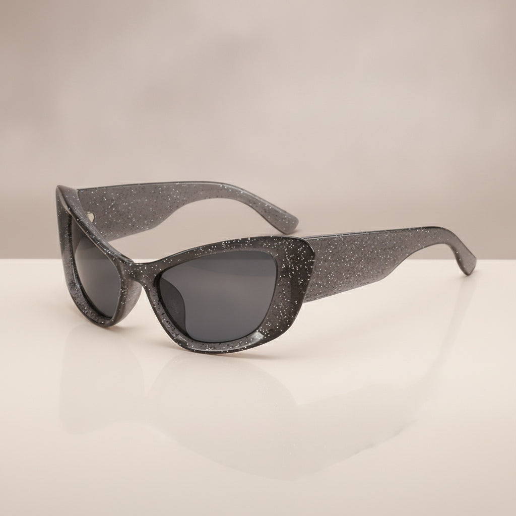 Women's Stylish Oversized Cat Eye Sunglasses PC UV400 for Outdoor Protection, in C1 Black Frame