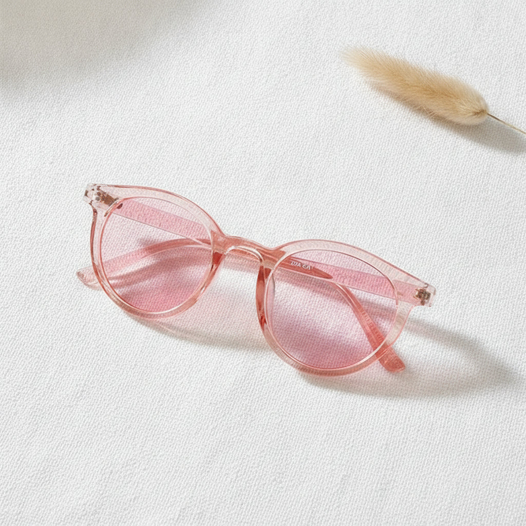 Men and women round sunglasses with UV400 protection PC frame resin lenses vintage style mirror finish, in Pink