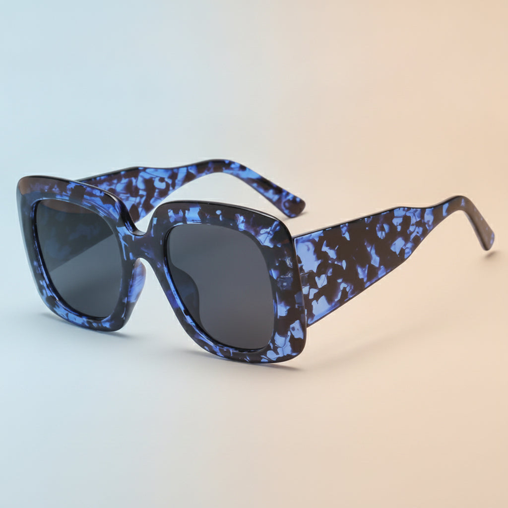 Retro Rectangular PC Frame UV400 Outdoor Sunglasses for Men And Women, in Blue leopard frame
