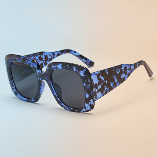 Retro Rectangular PC Frame UV400 Outdoor Sunglasses for Men And Women, in Blue leopard frame