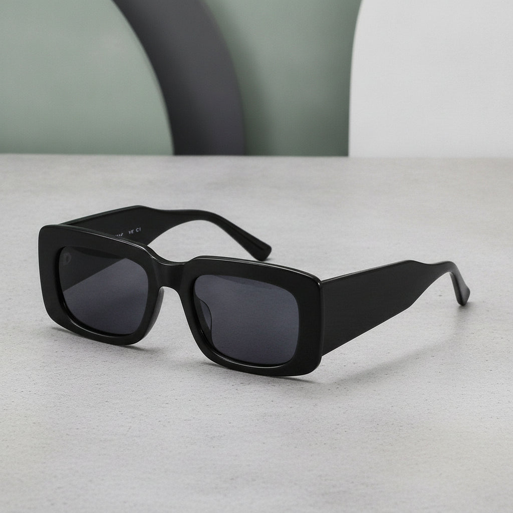 Retro Blue Rectangular PC Frame UV400 Outdoor Sunglasses for Men And Women