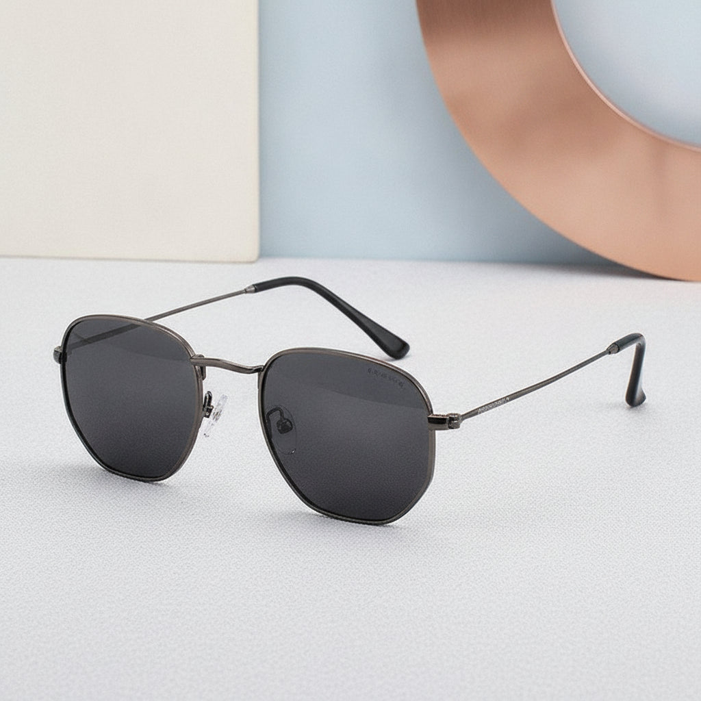 Classic Retro Square Sunglasses for Men Oversized Mirrored Eyewear Design, in Gun gray